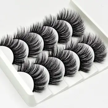 

HBZGTLAD 1 Box 5 Pairs Different Style 3D Stereo Fake Lashes Natural Long Fiber False Eyelashes Multilayer Soft Makeup Lashes