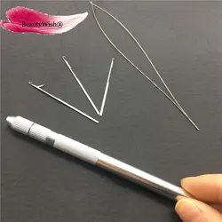 Loop Pulling Threader 1Sets Alum Handle  Threader Loop Hoop Pulling Needle with 3units Hook Needles Tool Hair Extensions Kits