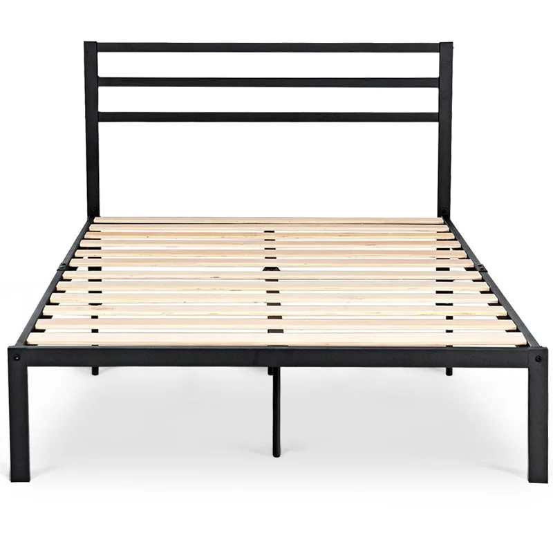 Mordern Full Size Steel Bed Frame with Stable Platform and Wooden Slats Bedroom Furniture HW59208