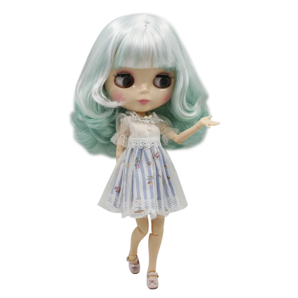 ICY DBS Blyth doll joint body natural skin factory 1/6 BJD BL136/4006 Fresh light green curly hair for girl present DIY