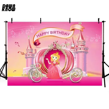 

DAWNKNOW Castle Princess Vinyl Photography Background For Birthday Party Pink Polyester Backdrops For Baby Photo Studio G142