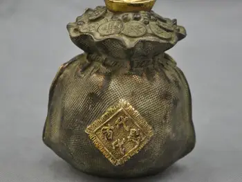

5'' China Fengshui Bronze Jubao bag ingot copper Lucky Statue