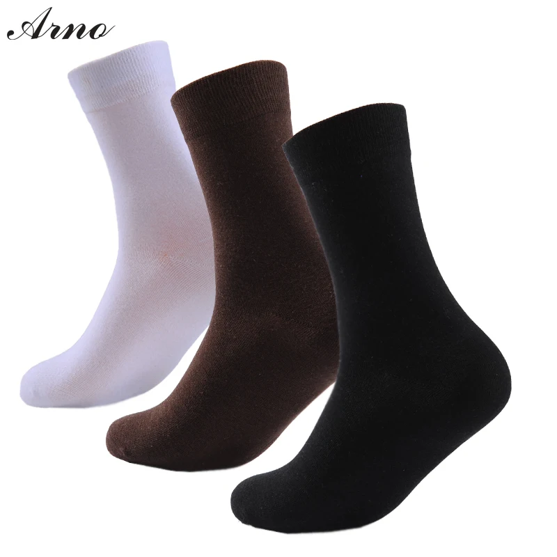 Arno 3 Pairs Solid Men Socks Basic Men Crew Cotton Plain Socks Male High Quality Male Solid Casual Socks,LW5004-3