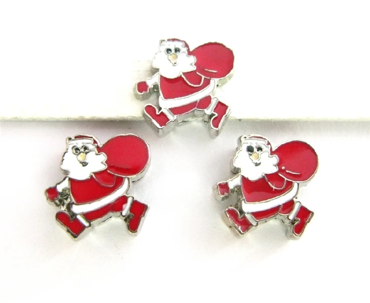 5PCS 8mm Alloy Christmas Series Slide Charms Beads DIY Bracelets Wristbands Belt Straps |