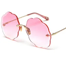 Ярко-розовые облачные металлические солнцезащитные очки для женщин женские модные брендовые дизайнерские солнцезащитные очки без оправы кошачий глаз для женщин градиентные оттенки