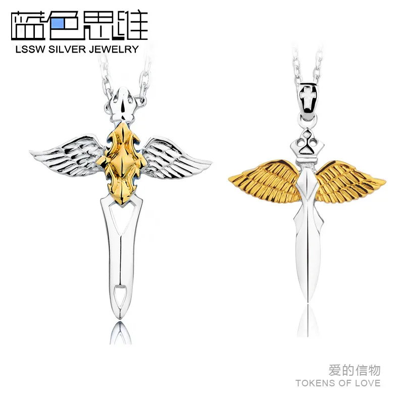 

Blue cross 925 silver lovers necklace silver pendants