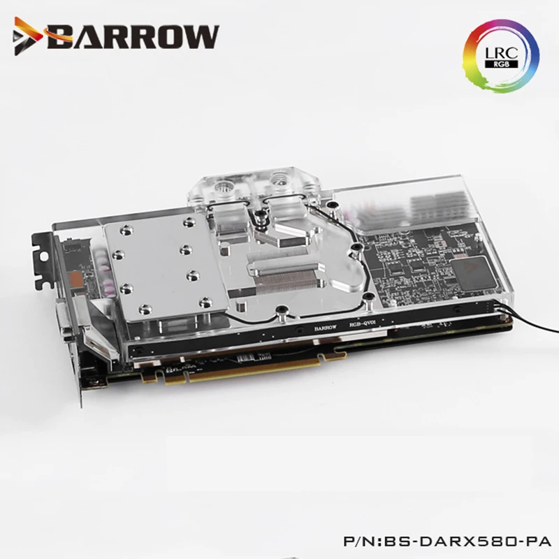 Полностью закрывающий блок графической карты BARROW для PowerColor Radeon RX 580 Красный