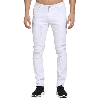 

2017 Fashion White Men Jeans Design Ripped Skinny Biker Jeans For Men E1703