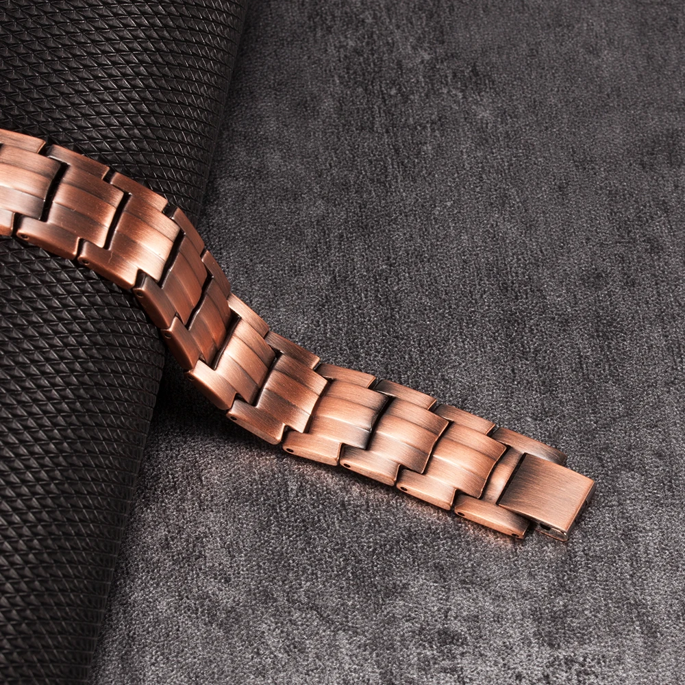 Pure Copper Bracelet Men Energy Germanium Magnetic Bracelet Copper Vintage Hologram Chain Link Bracelets for Men Arthritis