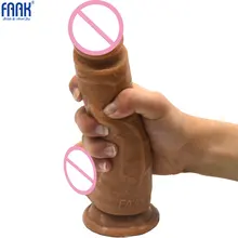 FAAK Double Layer Super Realistic Dildo Suction Cup Silicone Soft Huge Horse Dildos for Women Adult Sex Toys for Woman