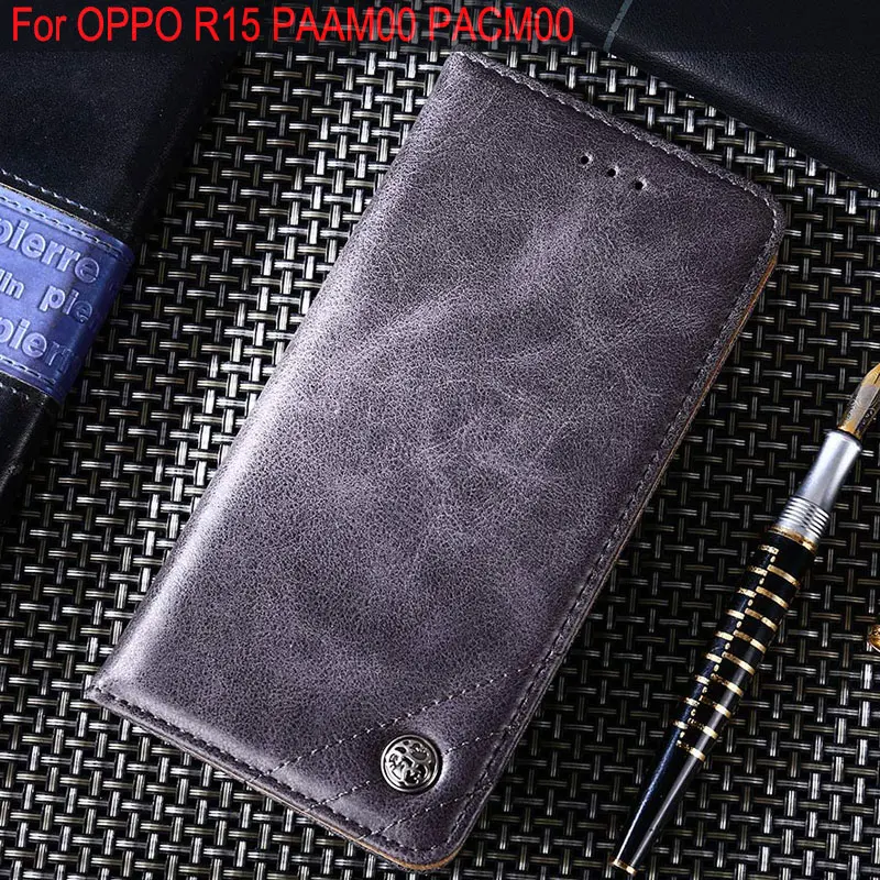 

For OPPO R15 case Luxury Leather Flip cover with Stand Card Slot phone Cases For OPPO R15 funda Without magnets PAAM00 PACM00
