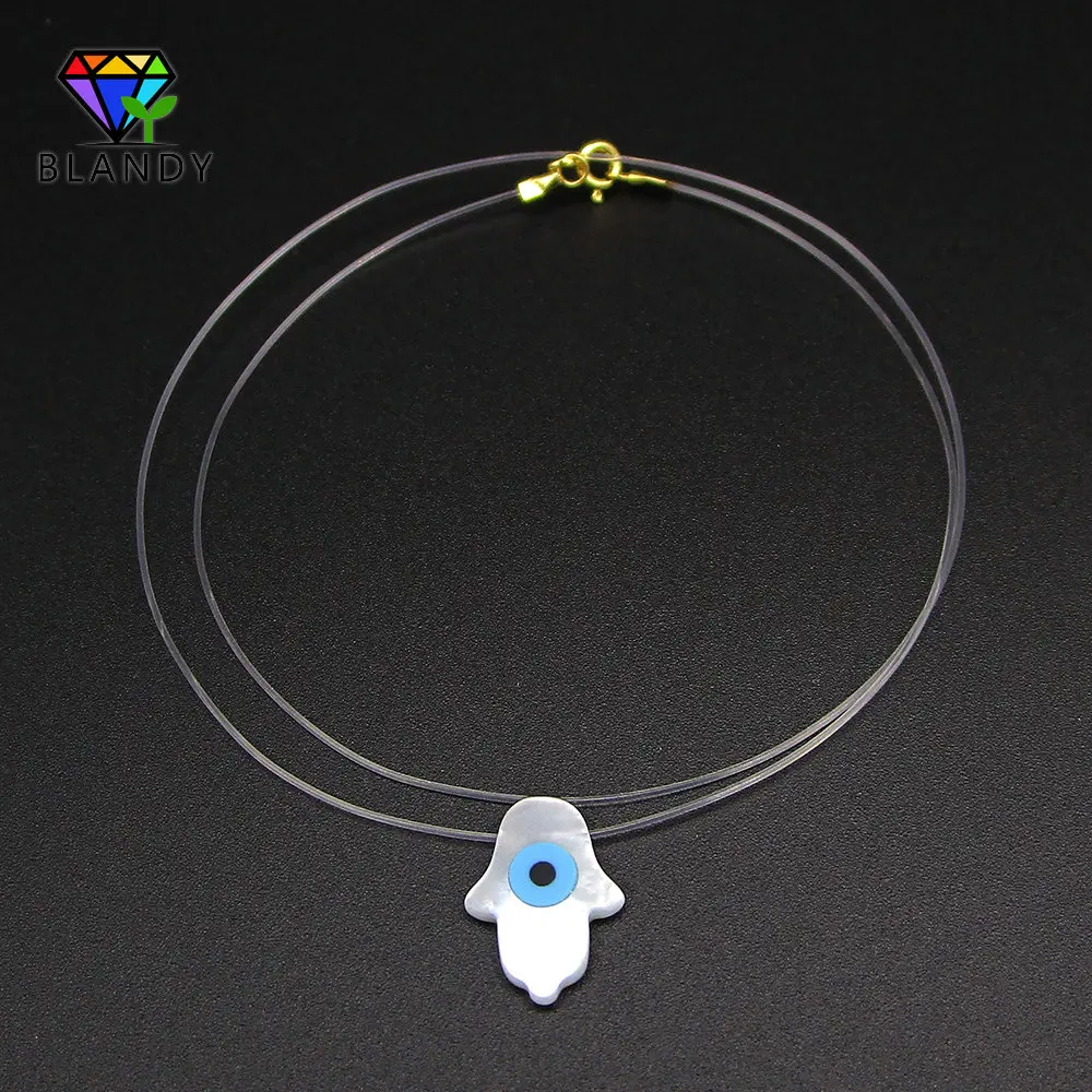 

Free Shipping 1pc/lot 925 Silver Necklace With Evil Eye Stone High Quality 12x16mm MOP Shell Hamsa Pendant Necklace For Women