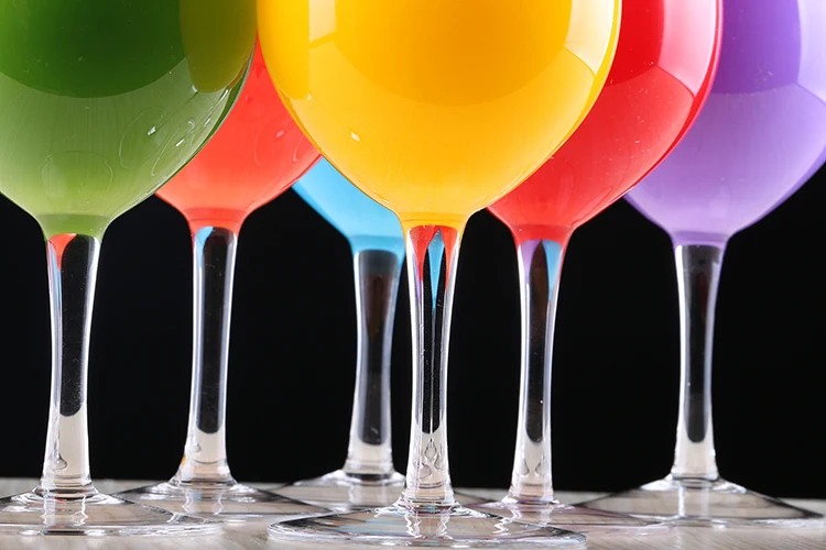 Креативные витражные разноцветные стеклянные бокалы для вина ...