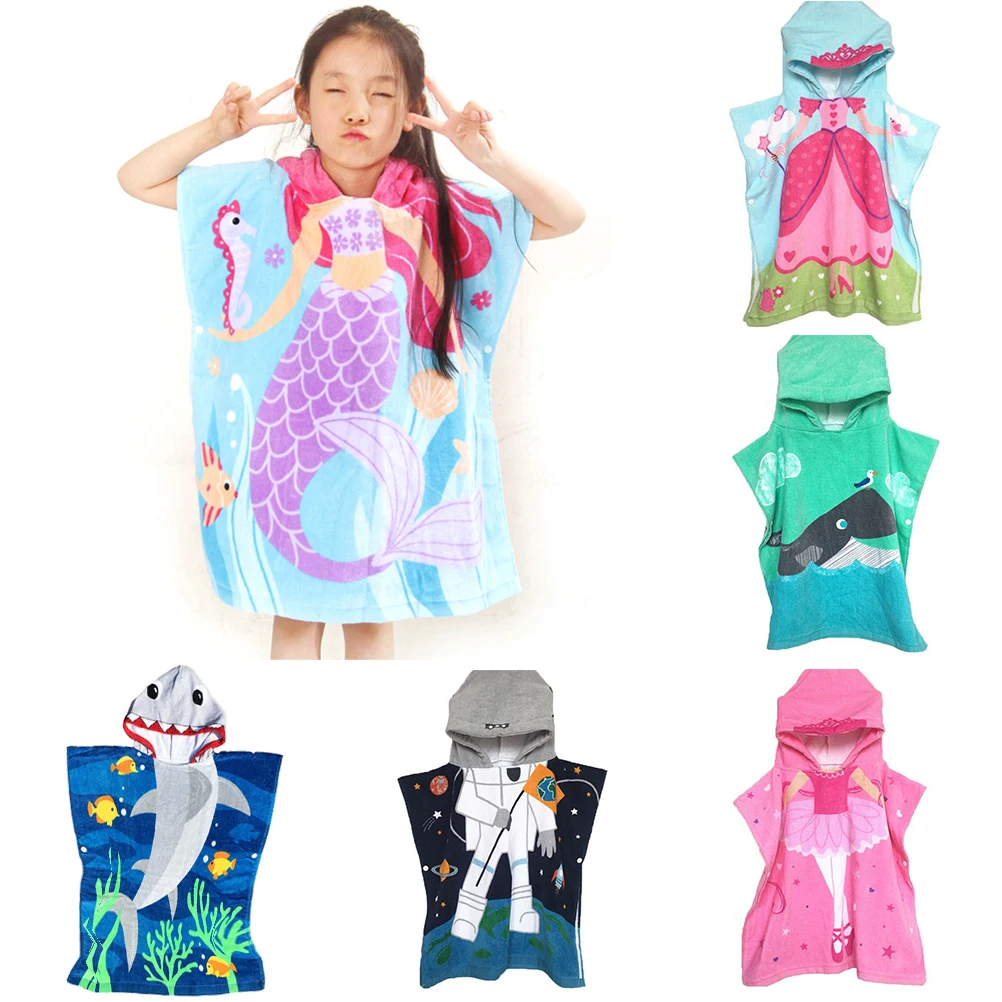 US 2019 Children Cute Cartoon Cloak Hooded Beach Towel For Bath Beach Boys Girls