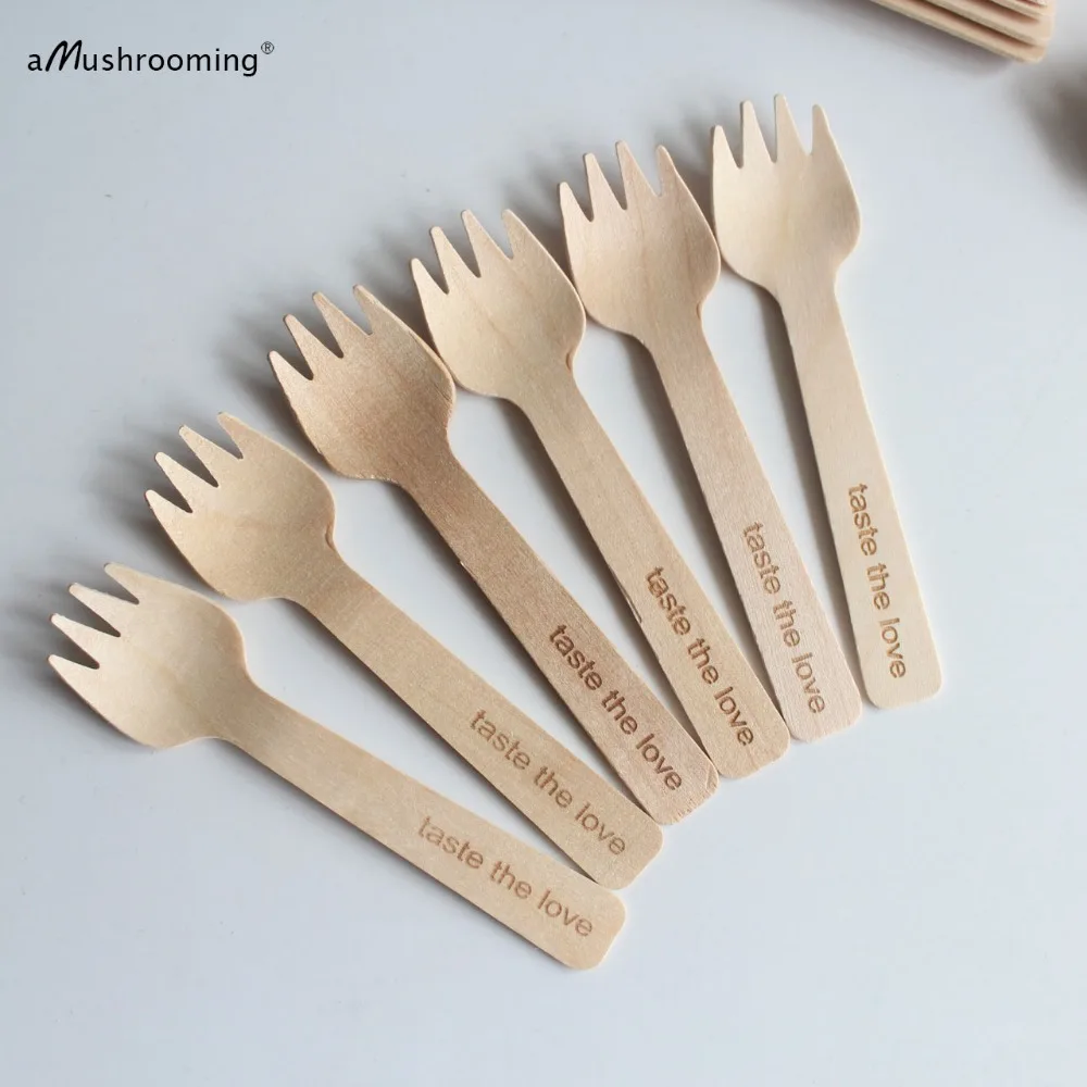 X100 деревянный Sporks Одноразовые индивидуальные столовые приборы | Свадебные 10 5 см