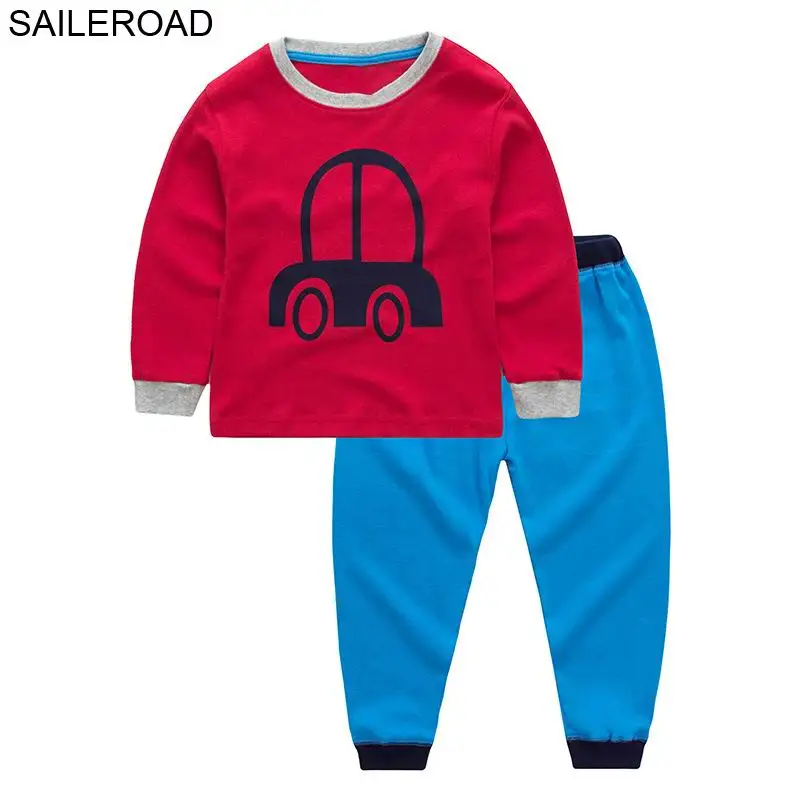 SAILEROAD/Детская Пижама с рисунком гоночного автомобиля; Весенняя Пижама; детская одежда; Пижама для мальчиков; детская одежда для сна; pijamas Menino