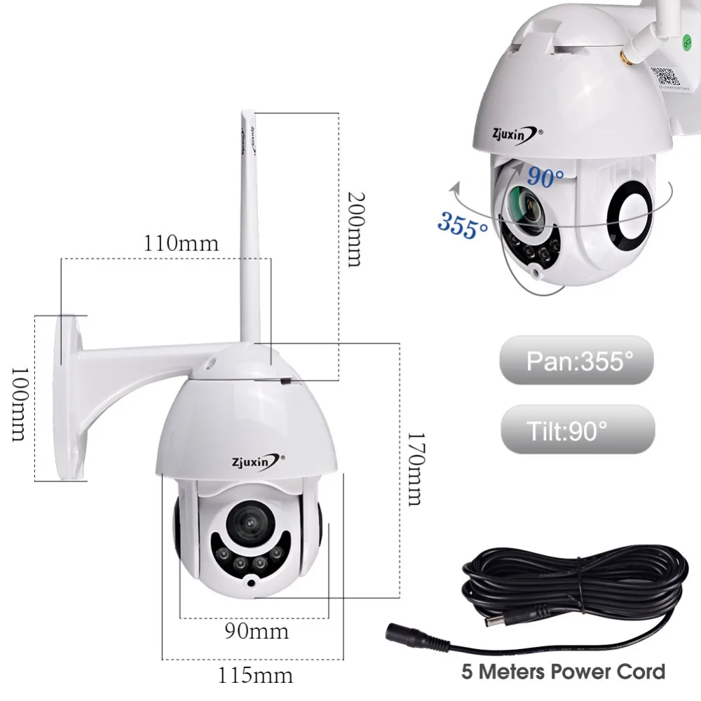 Câmera de Vigilância Segurança ao ar p sem Fio Zjuxin Câmera Wifi 1080 Ptz Velocidade Dome Cctv ir Onvif Livre Ipcam Camara Exterior ip 2mp 17 Zjuxin câmera ip wifi 2mp 1080 p