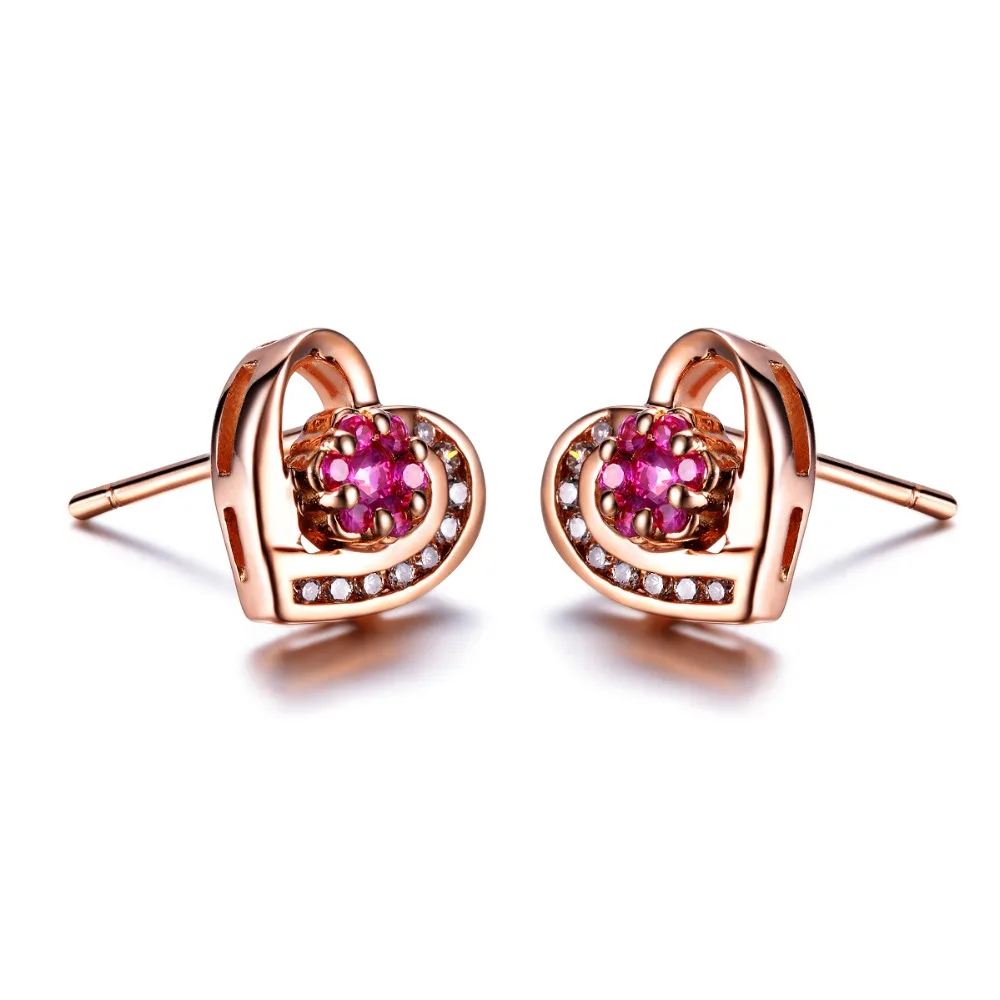 Zocai Heart Shape Genuine Ruby Gemstone 0 17 Ct Certified Stud Zocai Heart Shape Genuine Ruby Gemstone 0 17 Ct Certified Stud Earrings With 1 Diamond 18k Rose Gold Au750 E00057 In From Jewelry