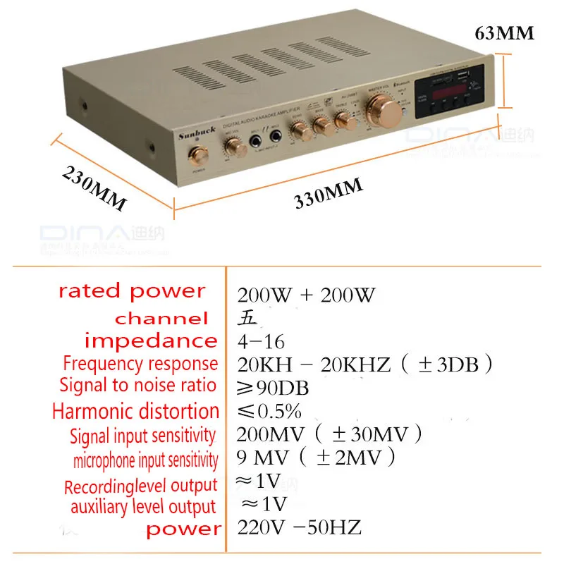 220V AV-298BT 5-канальный домашний усилитель мощности USB Встроенный Bluetooth усилитель HiFi усилитель