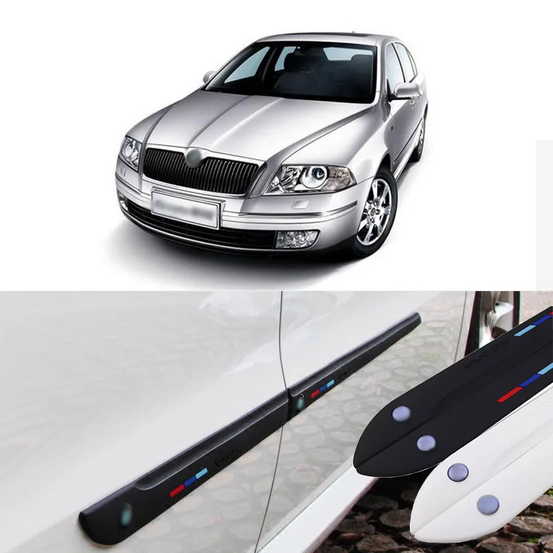 

Car-styling 4pcs Side Doors Rubber Bumper Protector Guard Scratch Sticker Trim For Skoda Vehicle