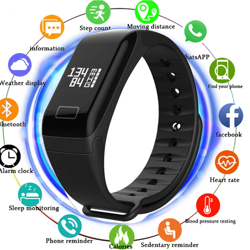 

2018 Original Waterproof F1 Smart Women Wristband Sport Watch Intelligent Bracelet Call Reminder Step Pulse Heart Rate Monitor