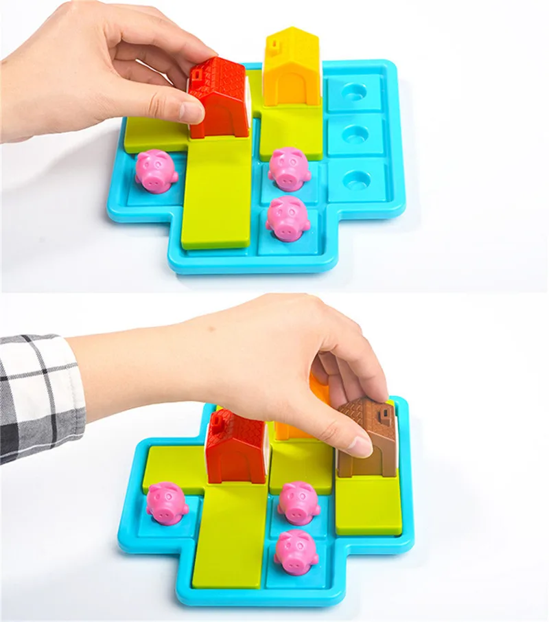 Jogos de Tabuleiro Desafio com Solução de Jogos Brinquedos de Treinamento para Crianças Criança Hide & Seek Inteligente Três Porquinhos 48 iq Oyuncak 12 Cheap Quebra-cab.