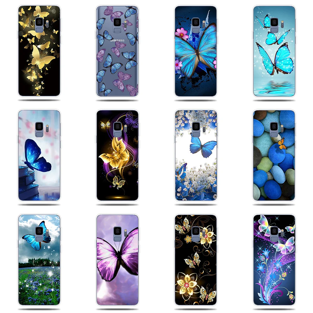 Бабочка силиконовый чехол для телефона samsung Galaxy S5 S6 S7 Edge S8 S9 S10 Plus S10e мягкий Note 8 9 |
