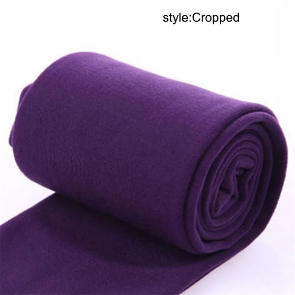 Новые женские теплые флисовые зимние эластичные Леггинсы теплые флисовые тонкие термо брюки VN 68 - Цвет: Purple Cropped