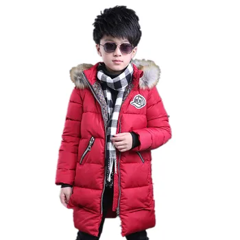 

2018 Winter High Quality New Boy's Long Down Jackets For Youth Children Down Coats Boy Winter Fur Coat Boys Parka Kids Clothes