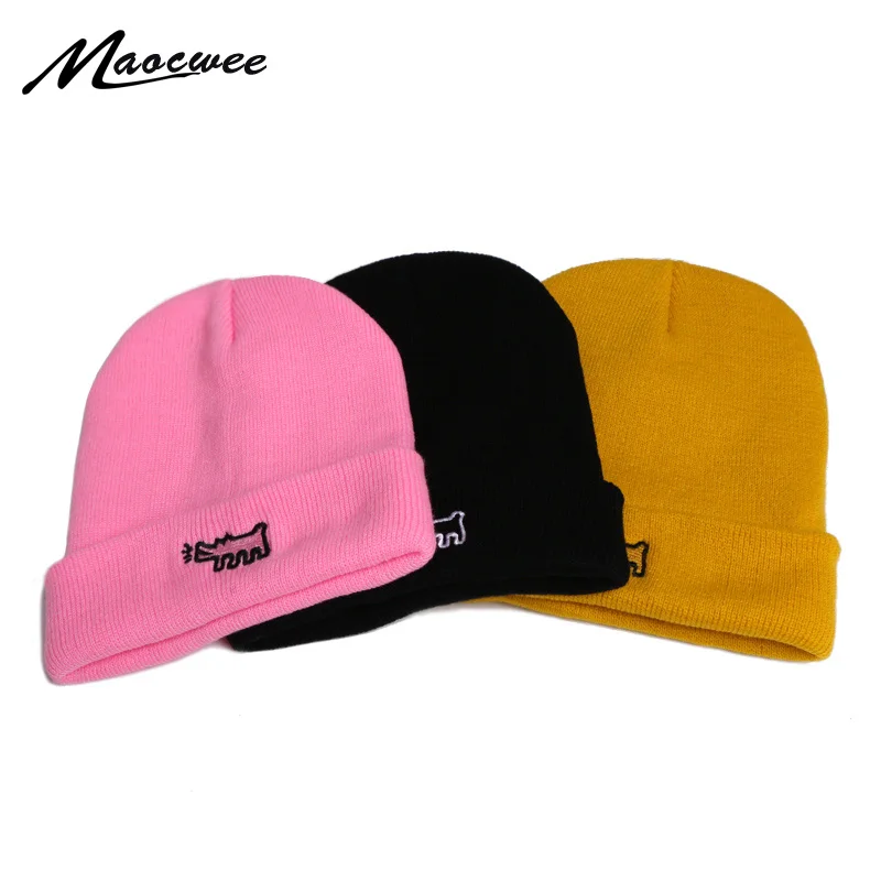 Женская осенняя и зимняя вязаная шапка с хеджированием, уличная женская теплая маленькая Шапка-бини из крокодиловой кожи, трендовая однотонная шапка