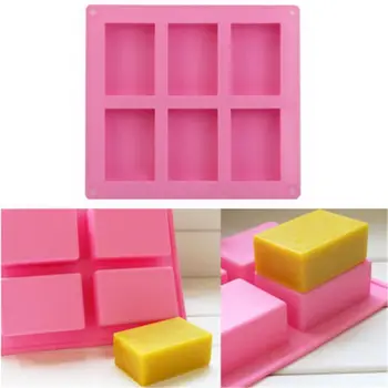 

1 Piece 6 Cavities Handmade Rectangle Square Silicone Soap Mold Chocolate Cookies Mould Cake Decorating Fondant Molds