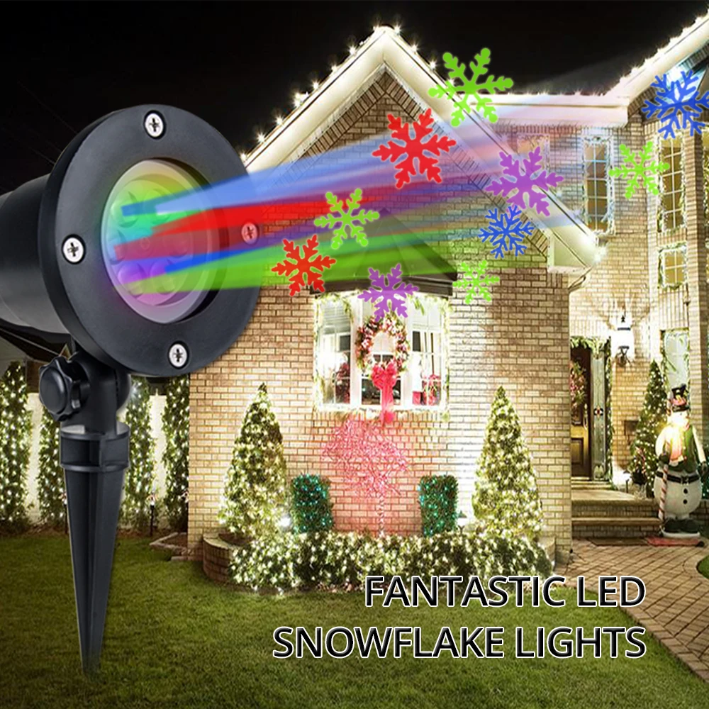Vacamm outdoor بقعة المشهد حديقة الحديقة الخفيفة snowflake ليزر العارض عطلة الديكور حديقة الحديقة عيد الحزب