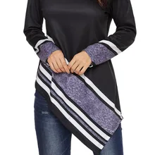 Горячая Распродажа S-2XL женские осенние новые шикарные топы полосатая Водолазка с длинным рукавом асимметричный дизайн женская футболка LC251135