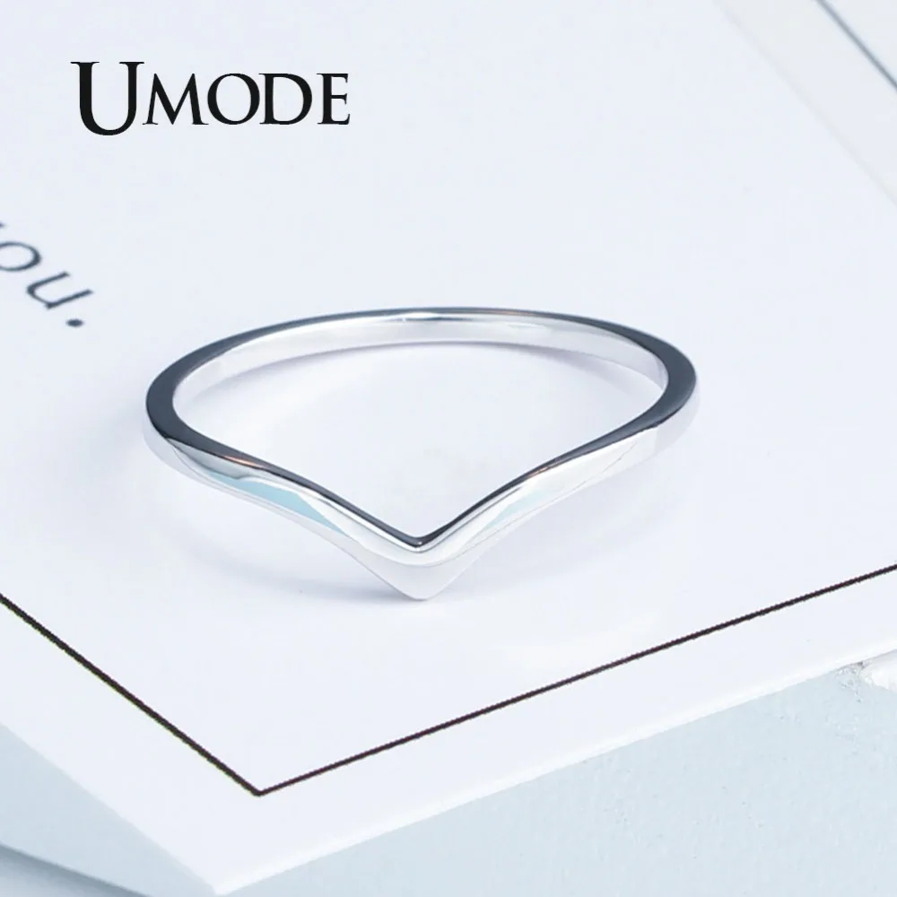 UMODE обручальные простые волнистые V образные кольца 925 пробы серебряные для