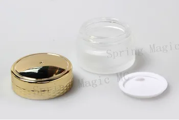 

50G Frosted Glass Bottles Empty Face Cream Container Portable Travel Box For Skin Care Eye Cream/Mask/capsule Jars With Gold Lid