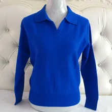 Очень большой размер, козья шерсть, женский свитер, пуловер с отложным воротником, Базовый стиль для мамы M/95-6XL/130