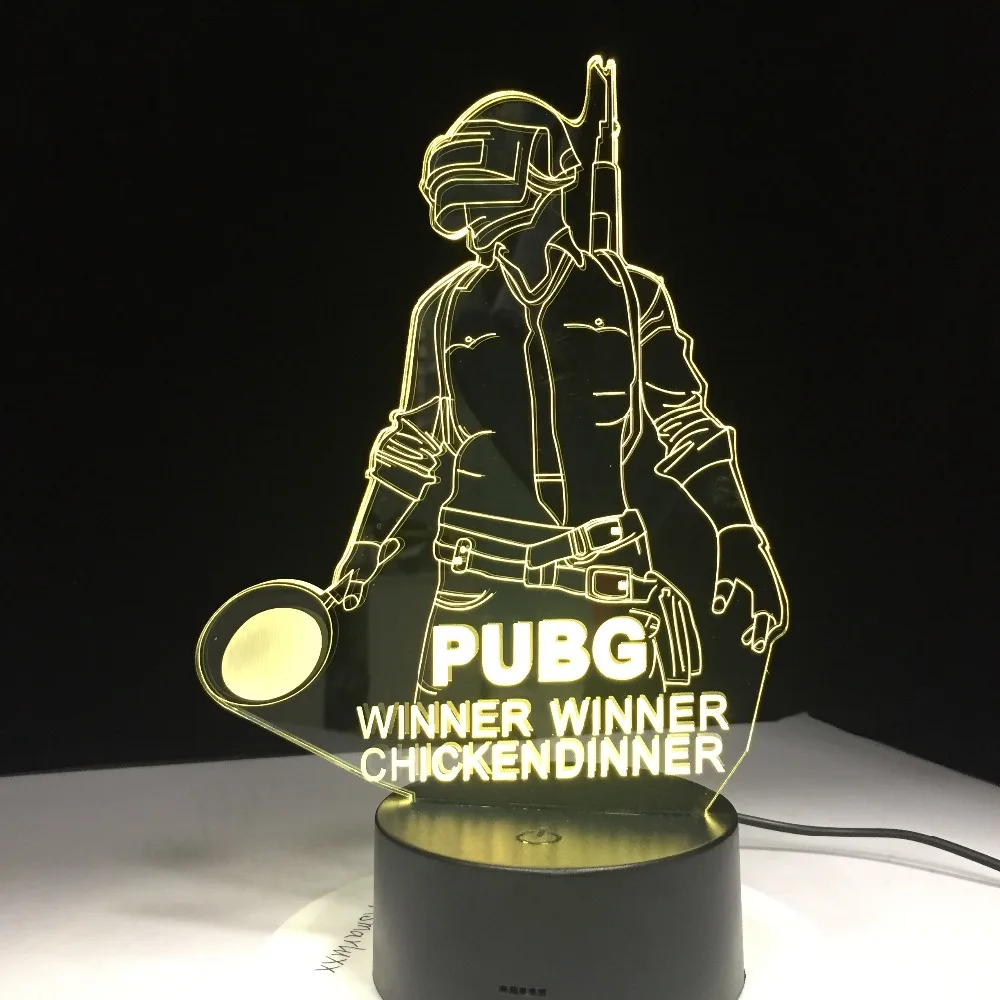 PUBG Победитель Куриный Ужин FPS игра игрок неизвестное поле боя 3D лампа 7 цветов изменить светодиодный светильник Прохладный мир подарок