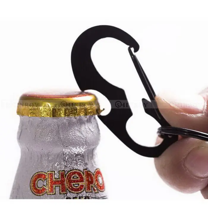 

5 Pcs D-shape Carabiner Bottle Opener Keychain Key Ring Spring Hook EDC Multifunction Tool