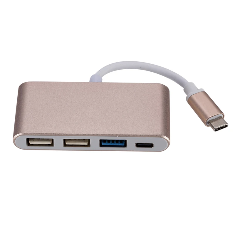 USB C концентратор адаптер для MacBook Pro 13 type C к USB 3,0 2,0 PD док-станция для MacBook Air 13 адаптер 4 порта usb-хаб type C конвертер - Цвет: Golden