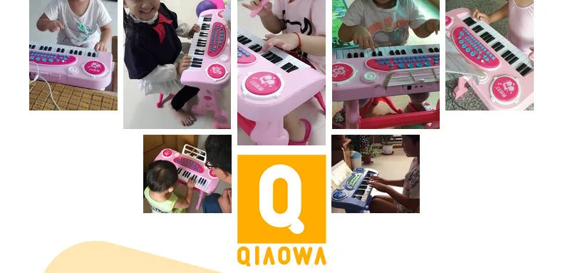 Brinquedos para Crianças 2 em 1 Eletrônica Teclado Jogador Tambores Brinquedo Piano Indoor Crianças Instrumento Musical Aprendizagem Educação 37-chave 7 High Quality Brinquedos e hobbies
