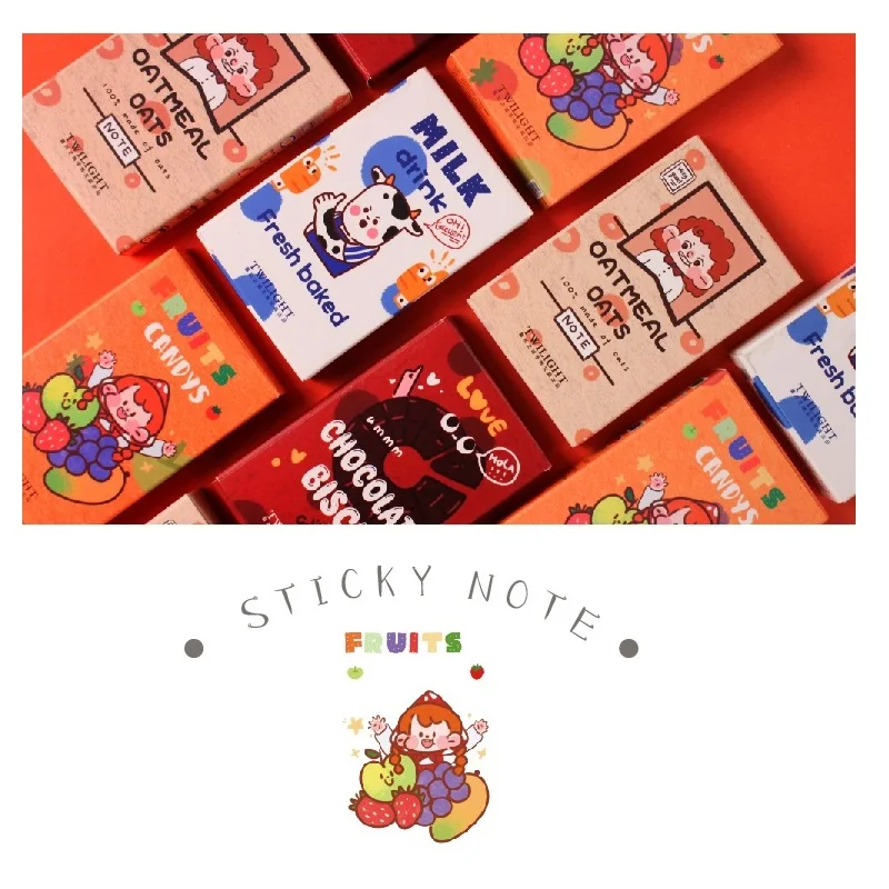 

4pcs Cute cookie memo Candy Bread Milk Oats note pad Book marker Reminder Stationery Office accessories School supplies F368