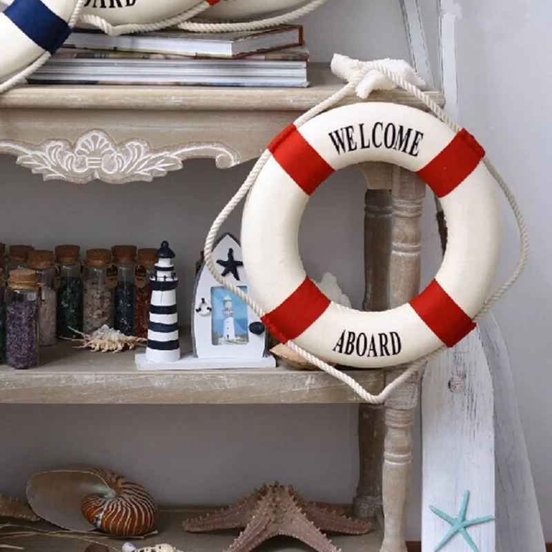 

Welcome Aboard Foam Nautical Life Lifebuoy Ring Boat Wall Hanging Bar Home Decor Crafts Decoration 14cm Ornaments Swimming Ring