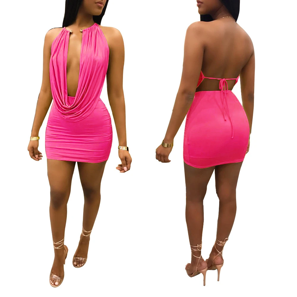 Открытое облегающее платье женское 2018 с открытыми плечами чокер длинное мини