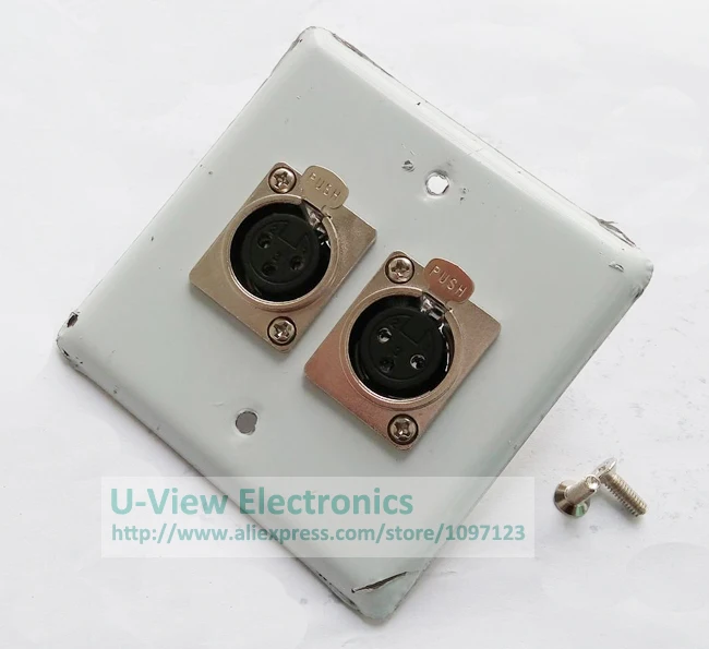 

NCHETK Dual Microphone XLR 3Pin Female Plug Stainless Steel Module Panel Socket For Wall Plate/Free Shipping/2PCS