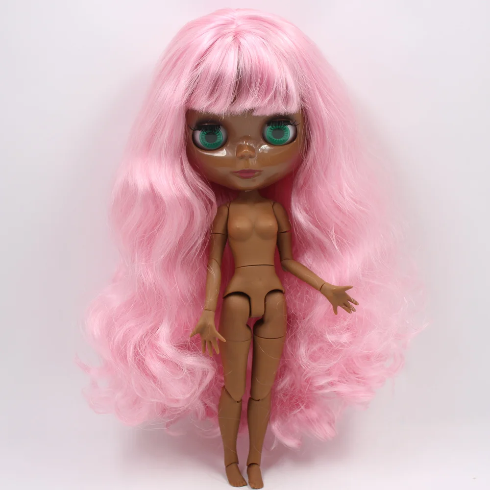 Gabrielle - Premium Custom Neo Blythe Pembe Saçlı, Siyah Derili ve Parlak Sevimli Yüzü olan Bebek 4