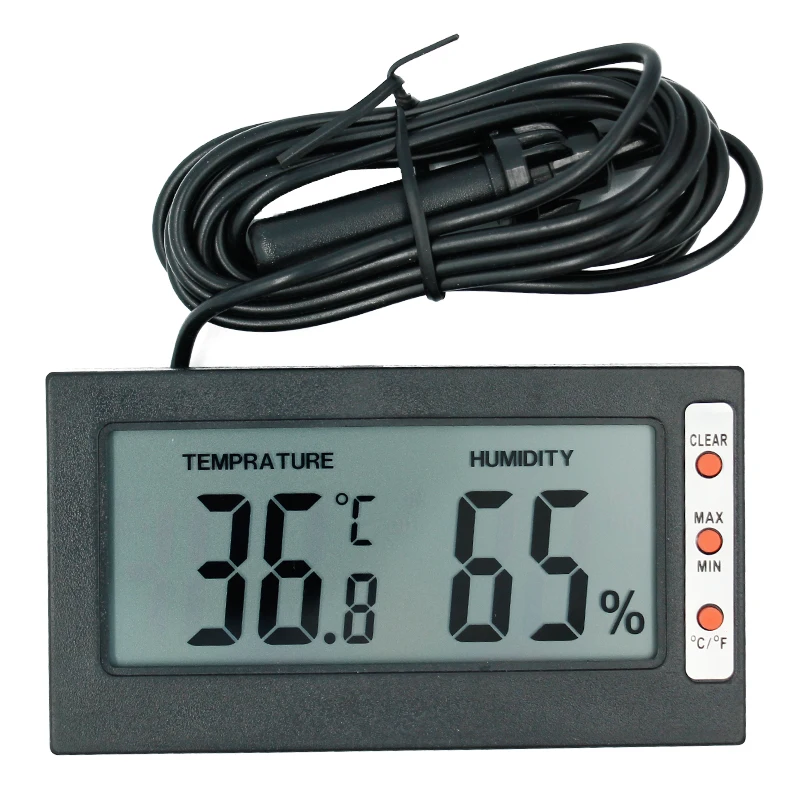 

Temperature Humidity Gauge Indoor/Outdoor Digital LCD Thermometer Hygrometer Meter Wired External Sensor Tester 20% off
