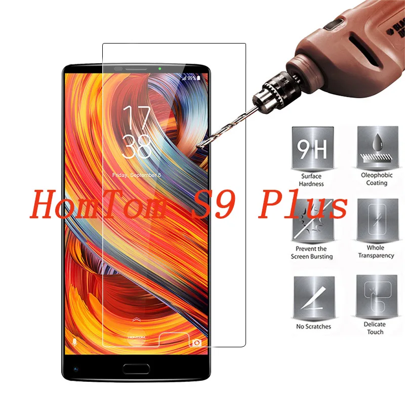 

2PCS Tempered Glass 9H Explosion-proof Protective Film Screen Protector mobile phone for HomTom S9 Plus cover