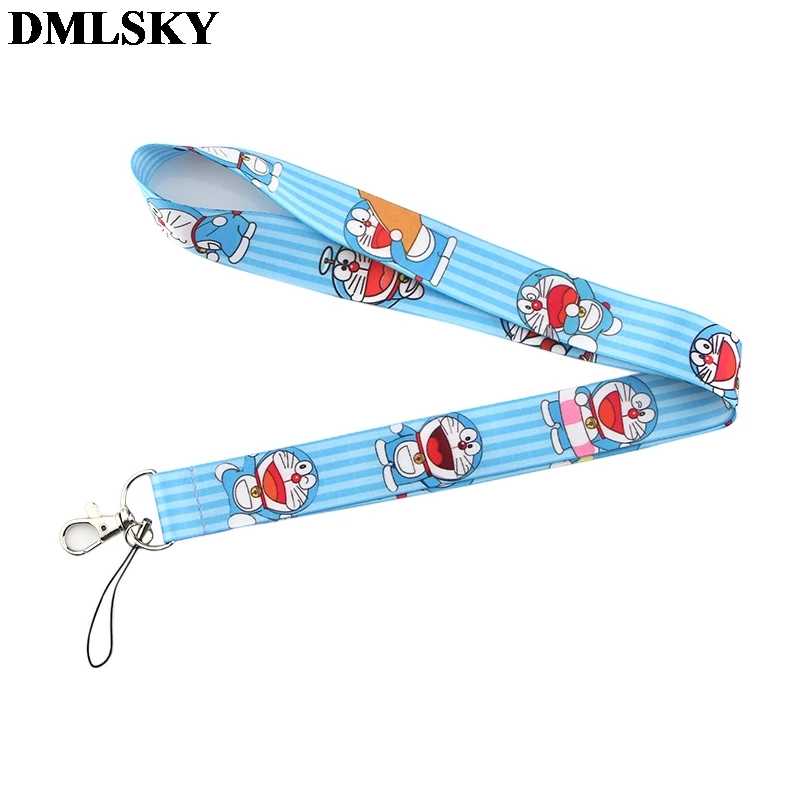 

24pcs/lot DMLSKY Doraemon Cute Cartoon Lanyard Keychain for keys Badge ID Mobile Phone Key rings Women Neck Straps M3655
