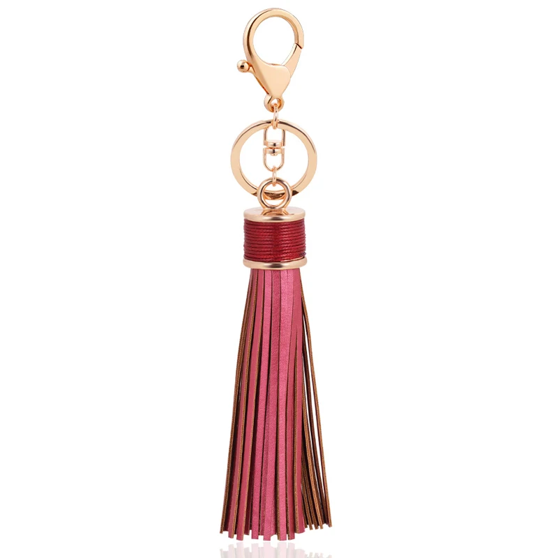 

Casual PU Leather Tassels Women Bag Keychain Trinket Gold Car Key Chain Ring Holder Female Jewelry Gift Llaveros Souvenirs