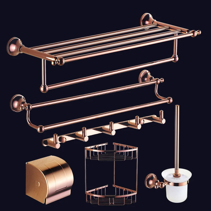 European Rose Gold Towel Rack Bathroom Towel Holder Toilet Brush